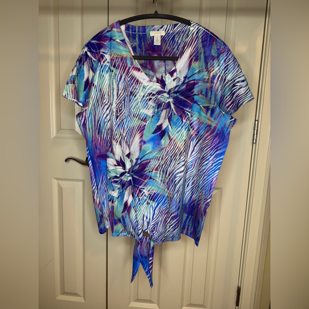Chico’s Multicolor short sleeve tee women size large